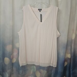 NWT- The Limited Sleeveless Light Pink Crimpted V-Neck Blouse